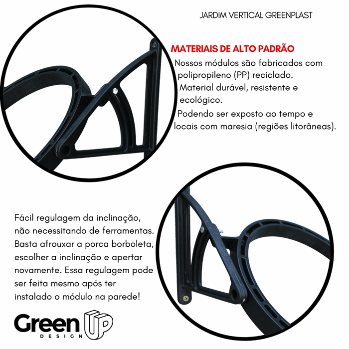 Kit 10 Módulos Greenplast para Jardim Vertical 25cm Greenup Design - 3