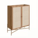 Ver imagem 2 de Armário Cristaleira 93cm Palhinha Pé Metal Hanover/dourado