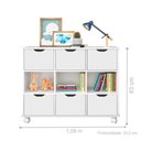 Ver imagem 2 de Nicho Organizador com Rodinhas Portland 3 Nichos MDP Branco com Gavetas Qmovi