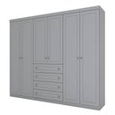 Ver imagem 2 de Cômoda e Guarda Roupa Casal 6 Portas Americano Cinza – Henn