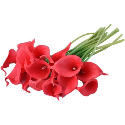 Kit com 9 Flores Copos de Leite Vermelho Toque Real Buque