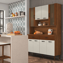 Ver imagem 3 de Kit Cozinha 8 Portas e Gavetas Savona Ripado / Off White / Nogueira