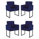 Ver imagem 1 de Kit 04 Cadeiras Poltrona Decorativa para Sala Quarto Preto Cor: Azul Marinho