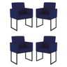 Kit 04 Cadeiras Poltrona Decorativa para Sala Quarto Preto Cor: Azul Marinho - 1