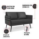 Ver imagem 5 de Kit 01 Namoradeira 02 Lugares e 02 Poltronas Mari Corino Pés Palito de Ferro - D’Rossi Preto
