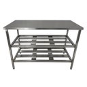 Ver imagem 2 de Mesa Aço Inox Industrial 100x70x90 Cm Prateleira Dupla Fenestrada Nortinox
