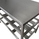 Ver imagem 5 de Mesa Aço Inox Industrial 100x70x90 Cm Prateleira Dupla Fenestrada Nortinox