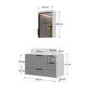 Ver imagem 4 de Conjunto Gabinete Banheiro Yaris 80cm (gabinete + Cuba + Espelheira +tampo Vidro) Branco / Cinza