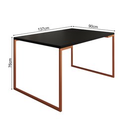 Mesa Jantar Retangular Industrial Manchester Preta Base Cobre com 4 Cadeiras Pretas Diamond - 5
