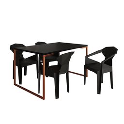 Mesa Jantar Retangular Industrial Manchester Preta Base Cobre com 4 Cadeiras Pretas Diamond - 2