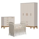 Ver imagem 1 de Quarto de Bebê 4 Portas com Cômoda com Porta Flip e Berço Americano Danny Areia Acetinado - Reller