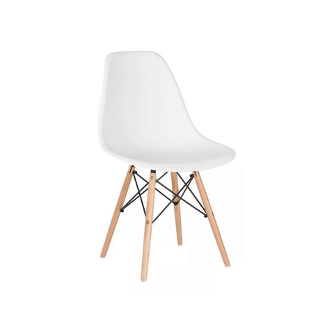 Cadeira Decorativa Assento Branco Base Estilo Eiffel Madeira Bering