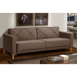 Sofá + Living 2,05M 3 Lugares Tucson Marrom Cookie Rec Estofados - 2
