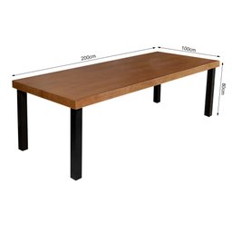 Mesa de Jantar Industrial Retangular Madeira Rústica 2m Arlete Base Alumínio - Castanho - 4