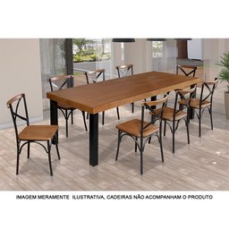 Mesa de Jantar Industrial Retangular Madeira Rústica 2m Arlete Base Alumínio - Castanho - 2