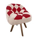 Ver imagem 2 de Poltrona Paloma Escritório Sala Giratória Madeira Suede Bege Rosado e Suede Vermelho - Dominic Decor