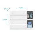 Ver imagem 4 de Jogo de Quarto Infantil Elisa Branco Guarda Roupa e Cômoda 100% MDF - Phoenix Baby