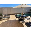 Ver imagem 2 de Kit Móveis Piscina com Mesa Ripada 4 Cadeiras, 2 Espreguiçadeiras, Mesinha e Guarda Sol