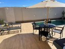 Ver imagem 2 de Kit Móveis Piscina com Mesa Ripada 4 Cadeiras, 2 Espreguiçadeiras, Mesinha e Guarda Sol