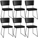 Ver imagem 1 de Kit 06 Cadeiras Decorativas Sala Jantar Allana L02 Couríssimo Preto Linho Chumbo - Lyam Decor