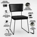 Ver imagem 4 de Kit 06 Cadeiras Decorativas Sala Jantar Allana L02 Couríssimo Preto Linho Chumbo - Lyam Decor