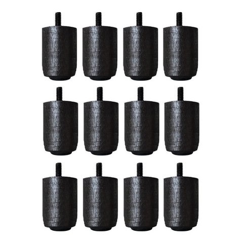 Kit 12 Pés para Cama Box ou Baú Queen ou King Size P63 Preto Madeira Maciça
