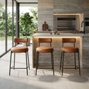 Ver imagem 1 de Banqueta Cozinha Alta com Encosto Industrial Preto Kit 3 Londres PU Whisky D03 - D’Rossi