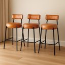 Ver imagem 1 de Banqueta Cozinha Alta com Encosto Industrial Preto Kit 3 Londres Pu Whisky D03 - D’Rossi