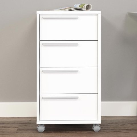 Gaveteiro Exclusive 4 Gavetas com Rodízios Branco - Panorama Móveis