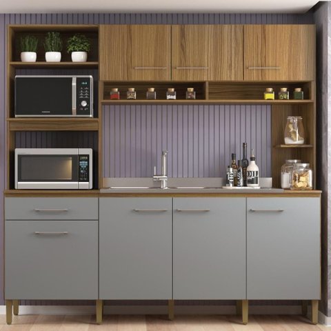 Cozinha 7 Portas e 1 Gaveta CO1516 Ipe Griseo Decibal Ipê|Griseo