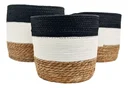 Ver imagem 1 de Jogo 3 Cestos Fibra Natural Preto e Branco Multiuso