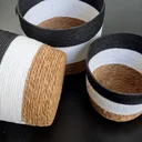 Ver imagem 6 de Jogo 3 Cestos Fibra Natural Preto e Branco Multiuso