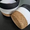 Ver imagem 3 de Jogo 3 Cestos Fibra Natural Preto e Branco Multiuso