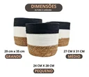 Ver imagem 7 de Jogo 3 Cestos Fibra Natural Preto e Branco Multiuso
