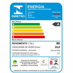 Aquecedor de Água Rinnai E10 Digital - Vazão 10 Litros - Branco - Glp (gas de Botijão) Reu-e100 Fehb - 4