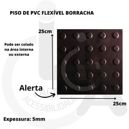 KIT 10 PÇS PISO TÁTIL PVC 25x25 ALERTA PRETO - 3