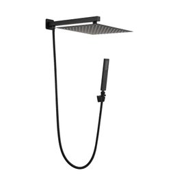 Kit Ducha Chuveiro Gás Solar 20 X 20 Slim com Desviador - Quadrada - Black Preto - 1