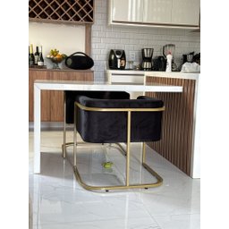 Poltrona Betina - Base Quadrada Dourada -várias Cores:amarelo - 7