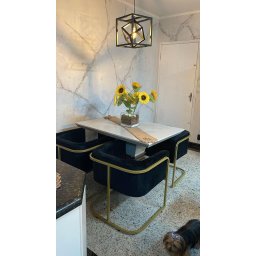 Poltrona Betina - Base Quadrada Dourada -várias Cores:amarelo - 9
