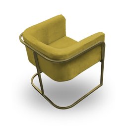 Poltrona Betina - Base Quadrada Dourada -várias Cores:amarelo - 4