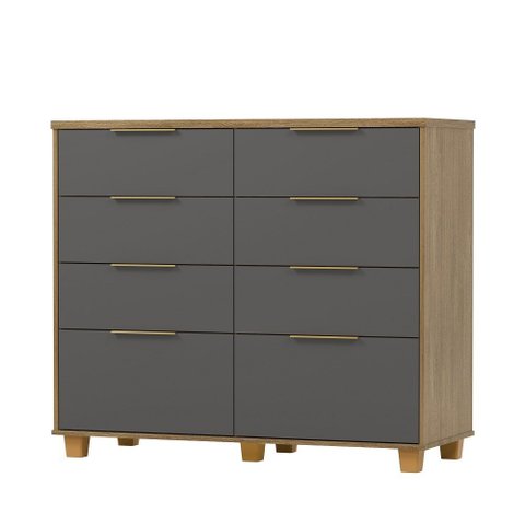 Cômoda Dubai Intense 121cm 6 Gavetas e 2 Gavetões - Nature/alasca Vila Rica