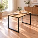 Ver imagem 3 de Mesa de Jantar Reforçada Industrial 100x80cm Tampo Bege Pés Preto
