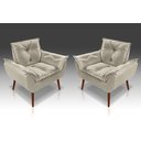 Ver imagem 1 de Kit 2 Poltronas Decorativa Opala Suede Bege 