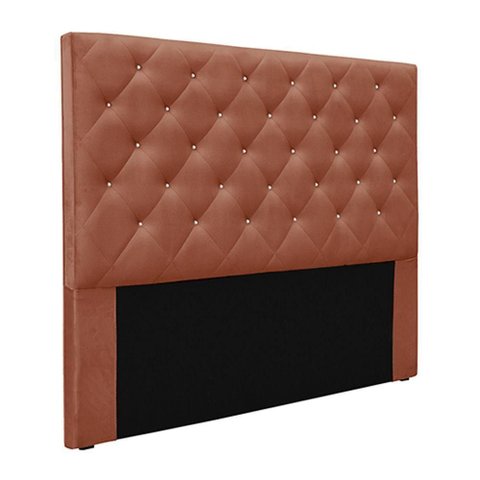 Cabeceira Estofada Queen Size Tàzio G63 MDF Veludo Cobre Gran Belo 160cm