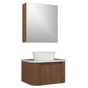 Ver imagem 1 de Conjunto Gabinete Suspenso Estela 1 Gaveta 1 Prateleira MDF 60cm Amadeirado Venturi