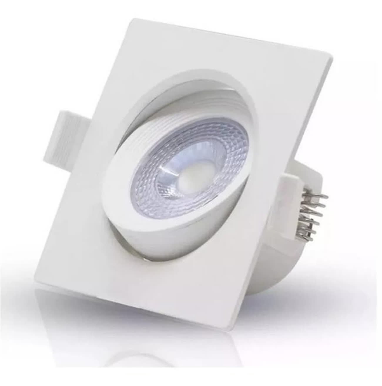 Kit 5 Spot Led Branco 7w 3000k Quadrado 90x90 Mm Embutir - 5