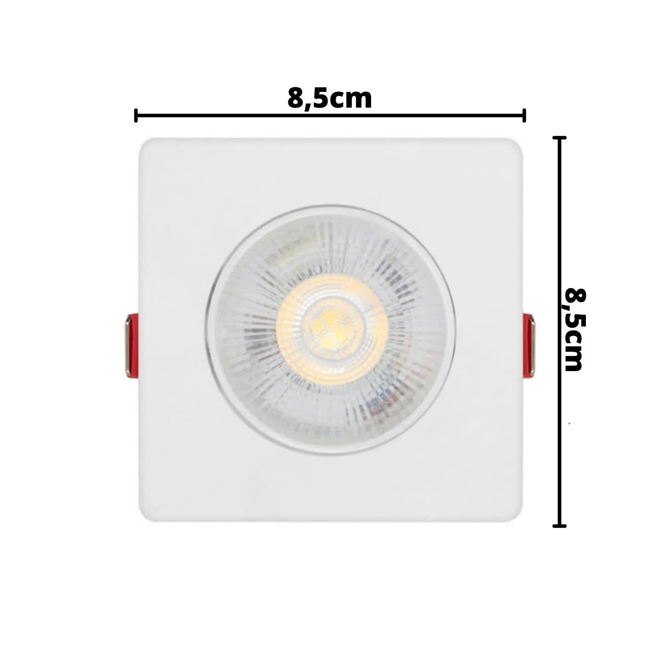 Kit 5 Spot Led Branco 7w 3000k Quadrado 90x90 Mm Embutir - 4