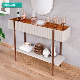 Buffet para Sala de Jantar 1 Prateleira Mdf Aplique 3d Lira Cimol Off White/cinamomo - 2