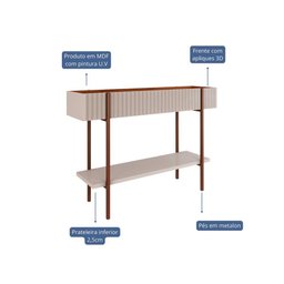 Buffet para Sala de Jantar 1 Prateleira Mdf Aplique 3d Lira Cimol Off White/cinamomo - 4