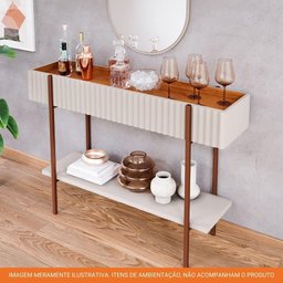 Buffet para Sala de Jantar 1 Prateleira Mdf Aplique 3d Lira Cimol Off White/cinamomo - 5